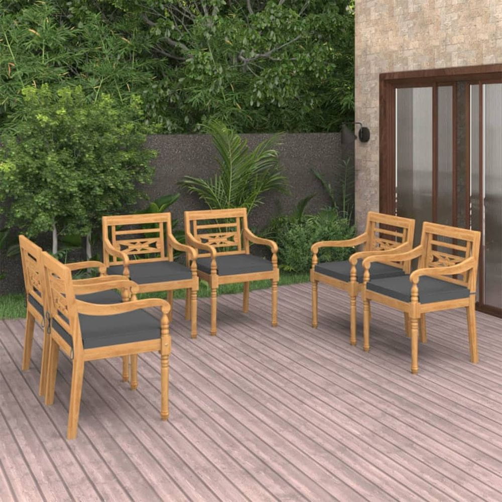 Petromila vidaXL Batavia stoličky so sedákmi 6 ks masívne teakové drevo